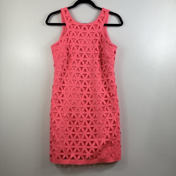 Lilly Pulitzer Mango Pink Sun Ray Daisy Laser Cut Scuba Ponte Shift Dress Small - Picture 16 of 16